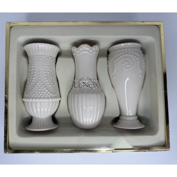 Lenox Other - Lenox Hobnail Beaded Bud Vases with Gold Rim 5", set of 3, with Box